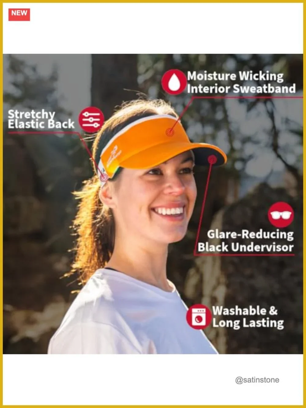 Lightweight Performance Running Sun Visor, Moisture Wicking, Breathable, One